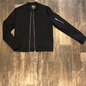 Asos Muscle Fit Bomber Jacket With Sleeve Zip